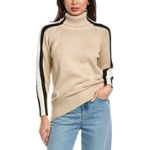Brodie Cashmere Womens  Varsity Roll Neck Cashmere-Blend Sweater, Brown